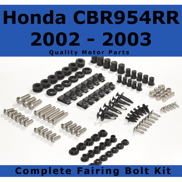 Black Complete Motorcycle Fairing Bolt Kit Honda CBR954RR 2002-2003 Body Screws Fasteners and Hardware 